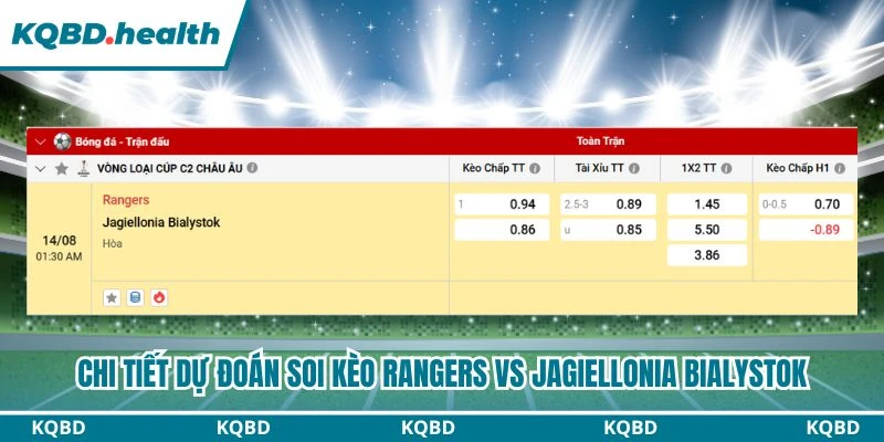 Dự Đoán Rangers Vs Jagiellonia Bialystok Lúc 01:30 Ngày 14/08 - Vòng Loại C2 4 Chi tiết dự đoán soi kèo Rangers vs Jagiellonia Bialystok